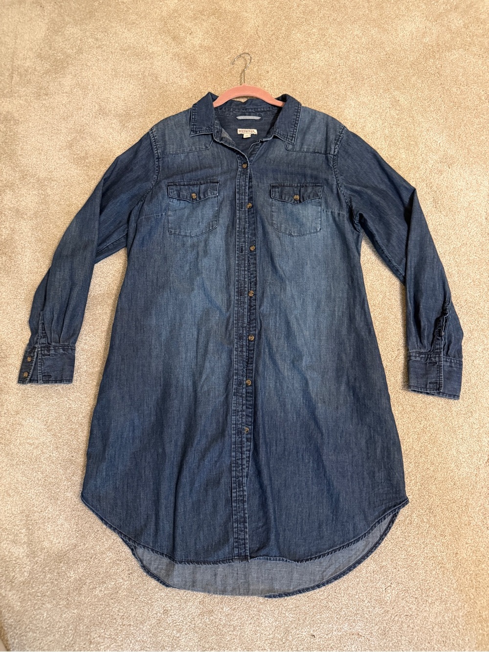 Merona Denim Button-Front Dress | Size L